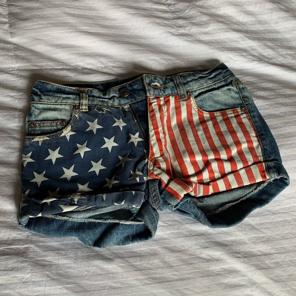 NWOT American Flag Denim Shorts